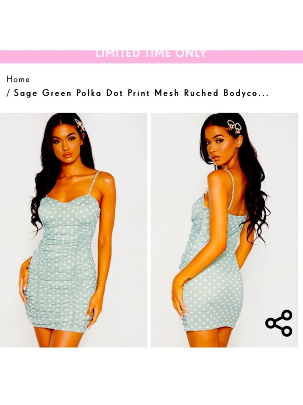 Green Polkadot Pretty Little Thing Mesh Dress